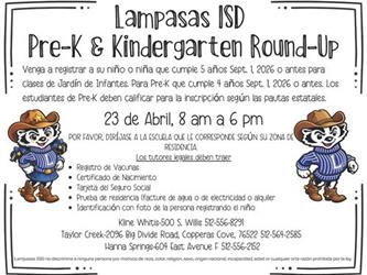 Pre-K & Kindergarten Round-Up Spanish